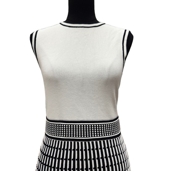 Ted Baker Eastyn Black White Striped Knit Dress Size 2 M Sleeveless - Picture 2 of 12